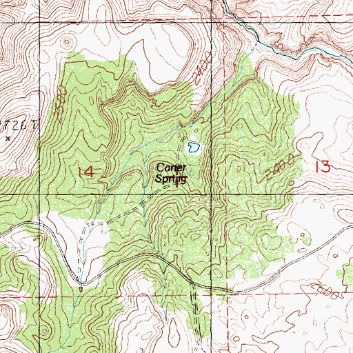 Topographic Map of Carter Spring, OR