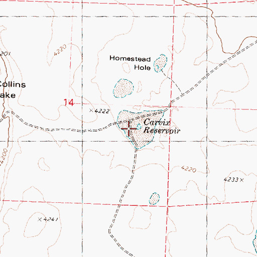 Topographic Map of Carvix Reservoir, OR