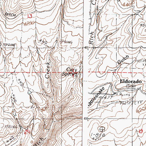 Topographic Map of Cary Spring, OR