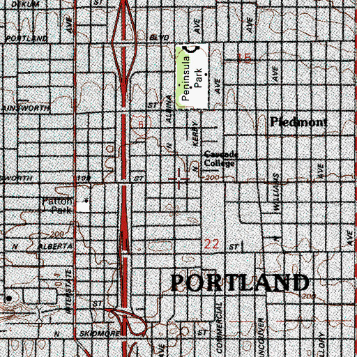 Topographic Map of Portland Community College Cascade, OR
