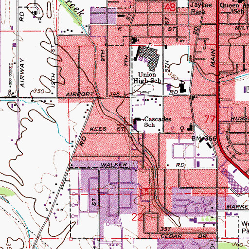 Topographic Map of Cascades School, OR