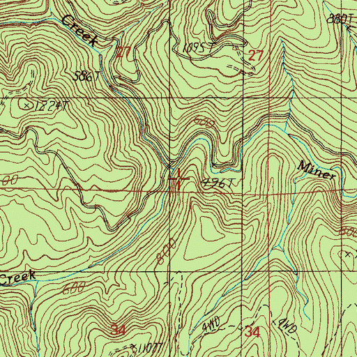 Topographic Map of Case Knife Creek, OR