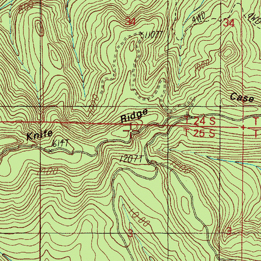 Topographic Map of Case Knife Ridge, OR
