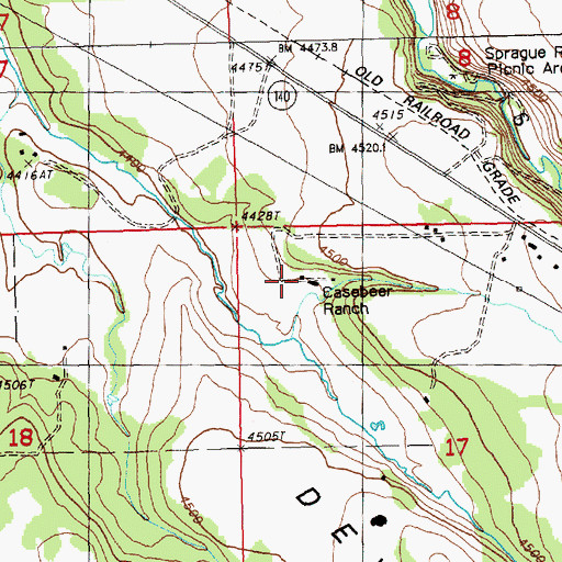 Topographic Map of Casebeer Ranch, OR