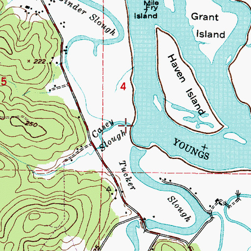 Topographic Map of Casey Slough, OR