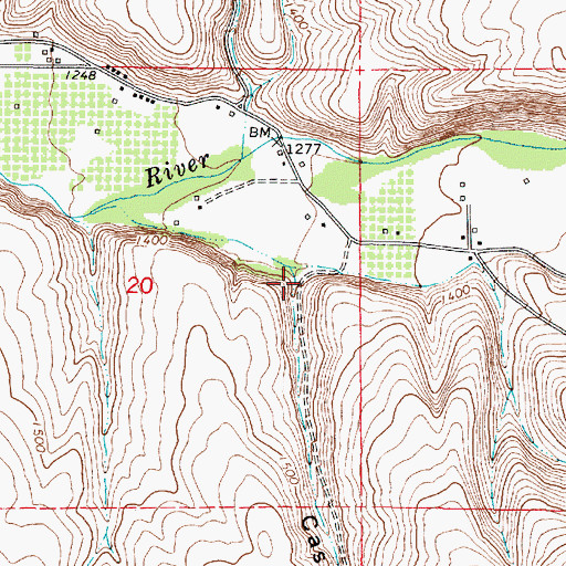 Topographic Map of Cash Hollow, OR