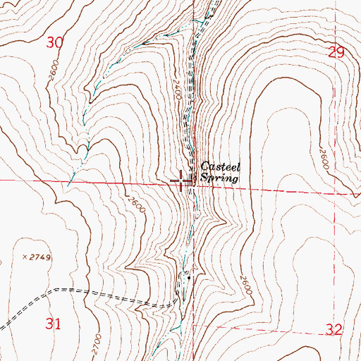 Topographic Map of Casteel Spring, OR