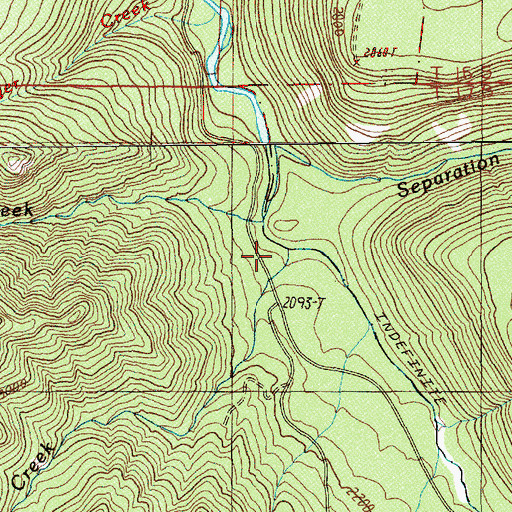 Topographic Map of Castle Creek, OR