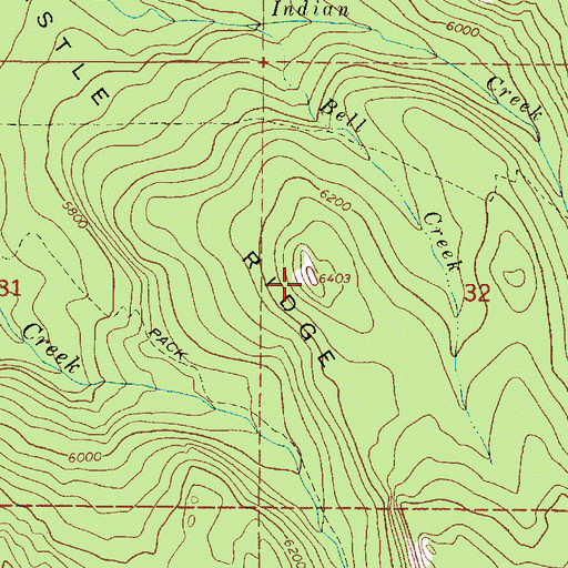 Topographic Map of Castle Ridge, OR