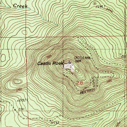 Topographic Map of Castle Rock, OR