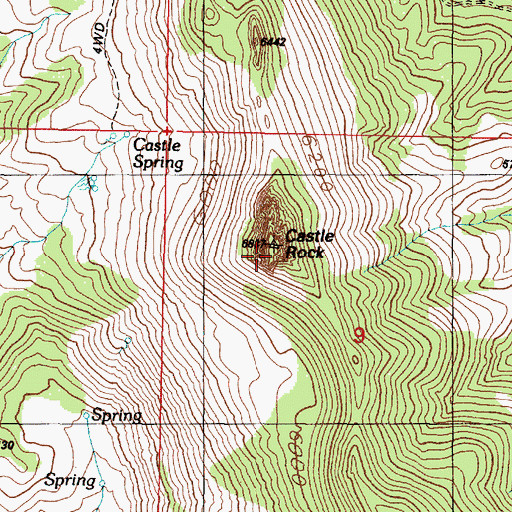 Topographic Map of Castle Rock, OR