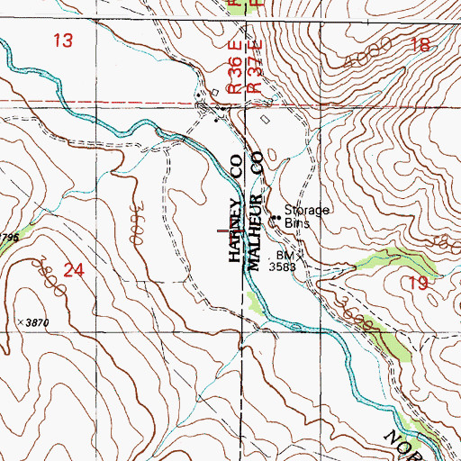 Topographic Map of Castle Rock Creek, OR
