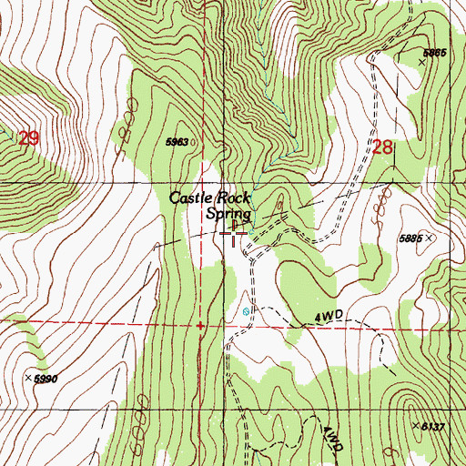 Topographic Map of Castle Rock Spring, OR