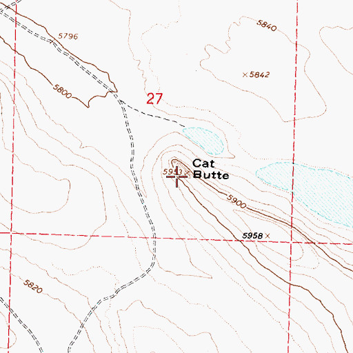 Topographic Map of Cat Butte, OR