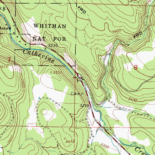 Topographic Map of Catherine Creek Guard Station, OR