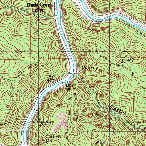 Topographic Map of Cattle Creek, OR