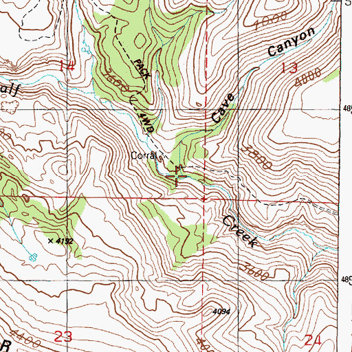 Topographic Map of Cave Canyon, OR