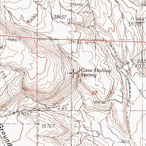 Topographic Map of Cave Hollow Spring, OR