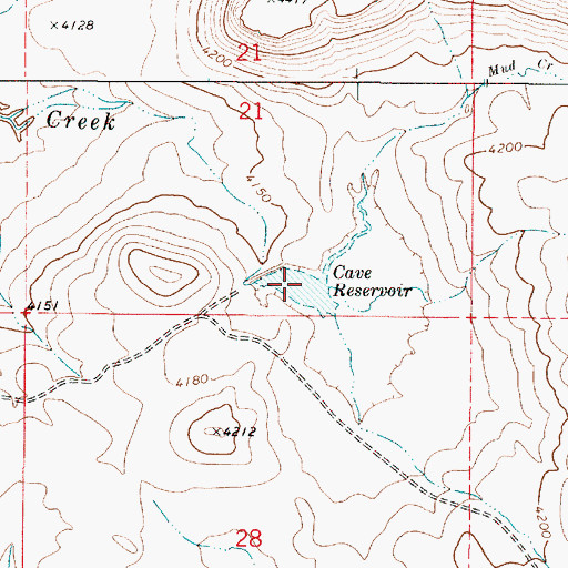 Topographic Map of Cave Reservoir, OR
