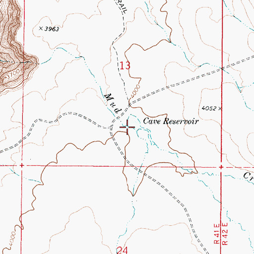Topographic Map of Cave Reservoir, OR