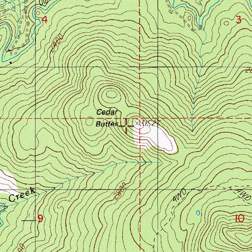Topographic Map of Cedar Buttes, OR