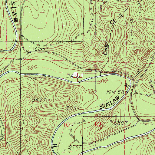 Topographic Map of Cedar Creek, OR