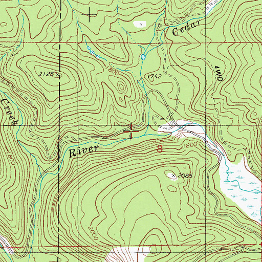 Topographic Map of Cedar Creek, OR