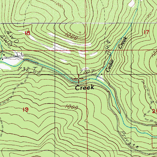 Topographic Map of Cedar Creek, OR