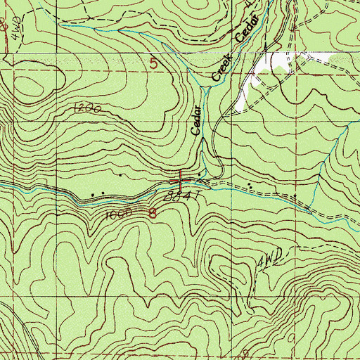 Topographic Map of Cedar Creek, OR