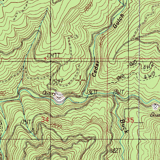 Topographic Map of Cedar Gulch, OR
