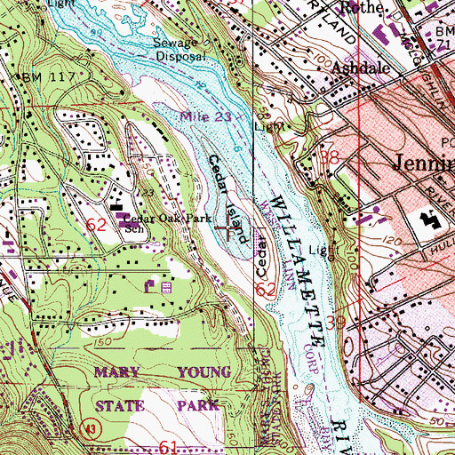 Topographic Map of Cedar Island, OR