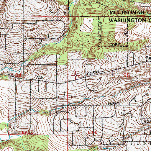 Topographic Map of Cedar Mill Elementary School, OR