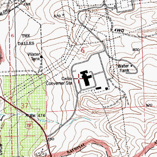 Topographic Map of Celilo Converter Station, OR