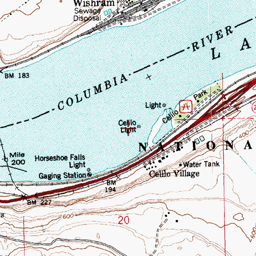 Topographic Map of Celilo Light, OR