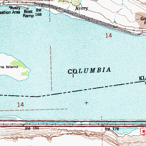 Topographic Map of Lake Celilo, WA
