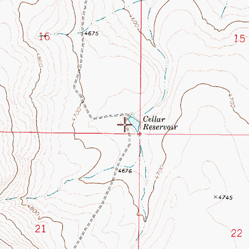 Topographic Map of Cellar Reservoir, OR