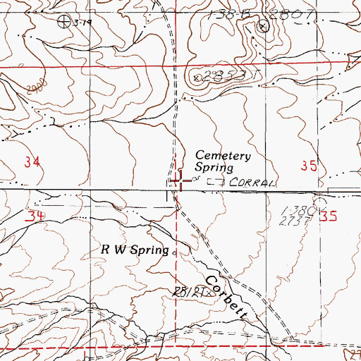 Topographic Map of Cemetery Spring, OR