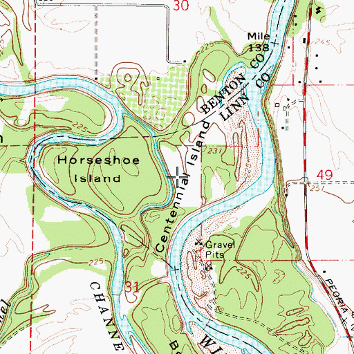 Topographic Map of Centennial Island, OR