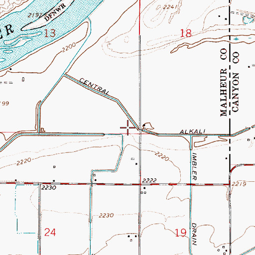 Topographic Map of Central Alkali Drain, OR