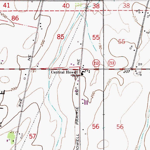 Topographic Map of Central Howell Elementary School, OR