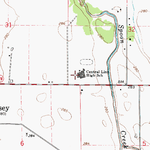 Topographic Map of Central Linn High School, OR