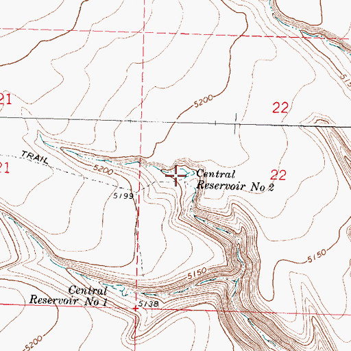 Topographic Map of Central Reservoir Number Two, OR