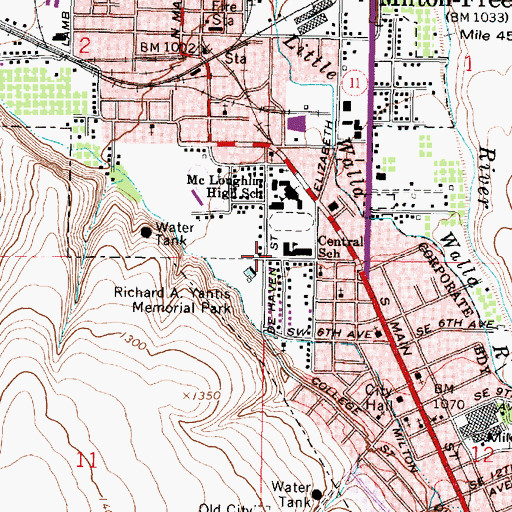 Topographic Map of Central Middle School, OR