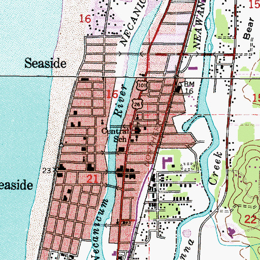 Topographic Map of Central School (historical), OR
