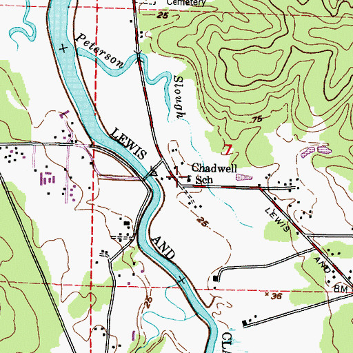 Topographic Map of Chadwell School (historical), OR