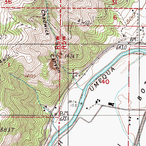 Topographic Map of Chadwick Canyon, OR