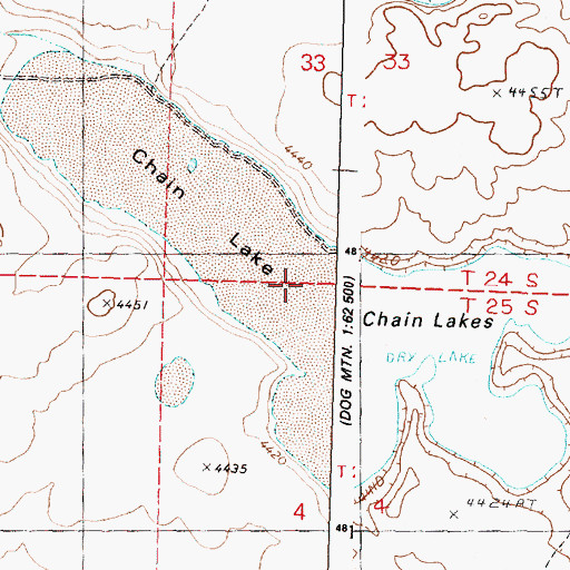 Topographic Map of Chain Lake, OR