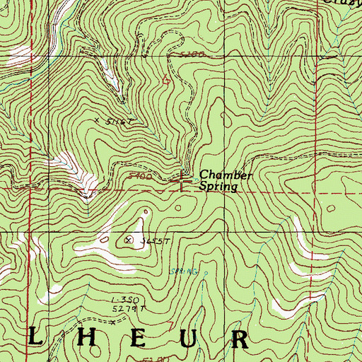 Topographic Map of Chamber Spring, OR