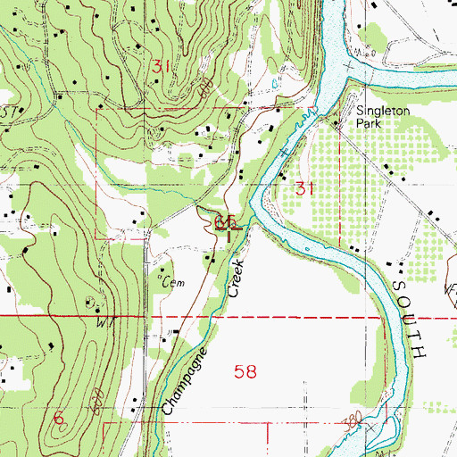 Topographic Map of Champagne Creek, OR
