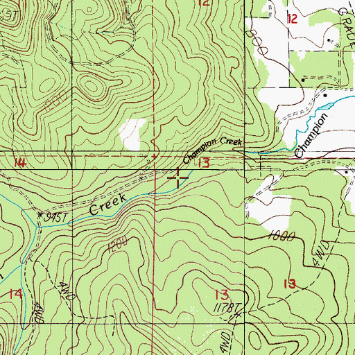 Topographic Map of Champion Creek, OR